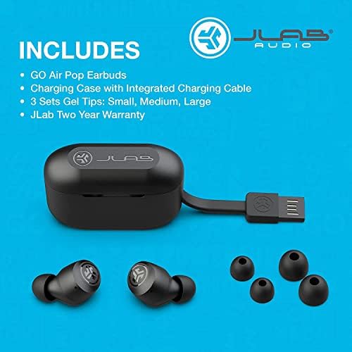 Jlab go air pop true wireless bluetooth אוזניות + מארז טעינה | גרפיט | Connect Dual | התנגדות זיעה